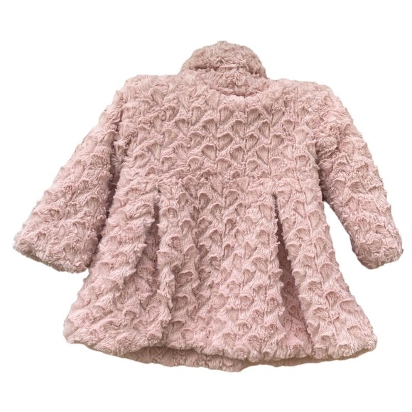 JUICY COUTURE Los Angeles Faux Fur Pink Coat Collared Jacket Size 2T - Picture 4 of 7